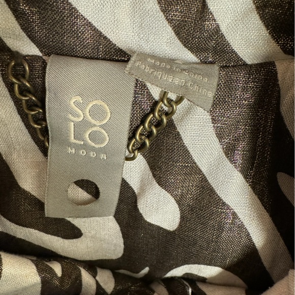 Solo Moda metallic brown zebra linen lightweight trench coat size 6 - Picture 6 of 7